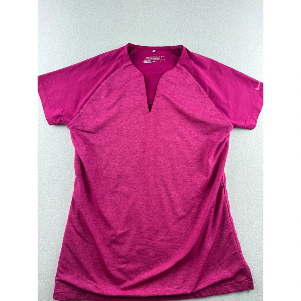 Nike Golf Tour Performance Dri-FIT Pink Short Sleeve Notched V-Neck Top XL